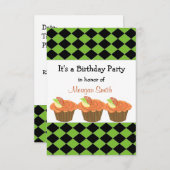 Orange Cupcake zum Geburtstag Einladung (Vorne/Hinten)