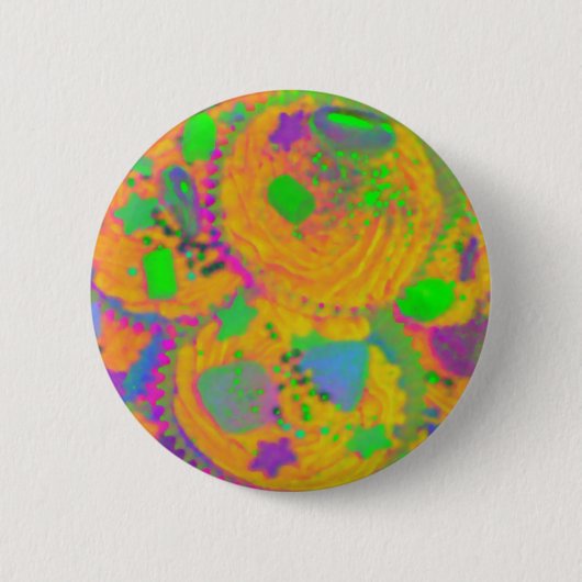 Orange Cupcakes Button Abzeichen (Vorderseite)
