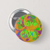 Orange Cupcakes 'i Liebe CAKE' Button Abzeichen (Vorne & Hinten)