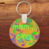 Orange Cupcakes 'mmm... CAKE' Schlüsselanhänger (Vorderseite)