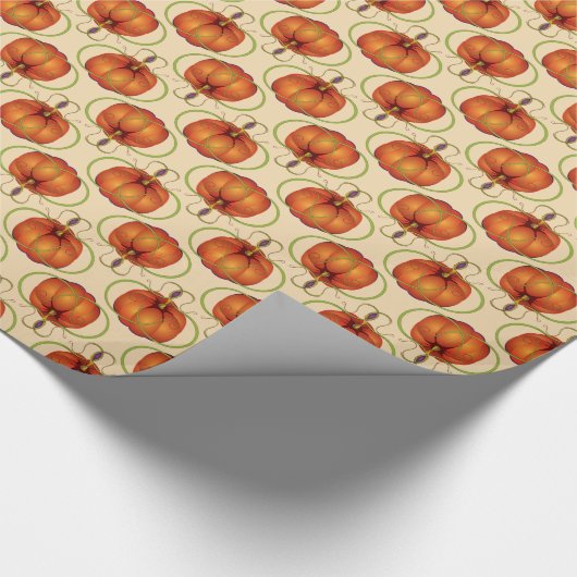 Orange Curvy Pumpkin Autumn Pattern Geschenkpapier (Ecke)
