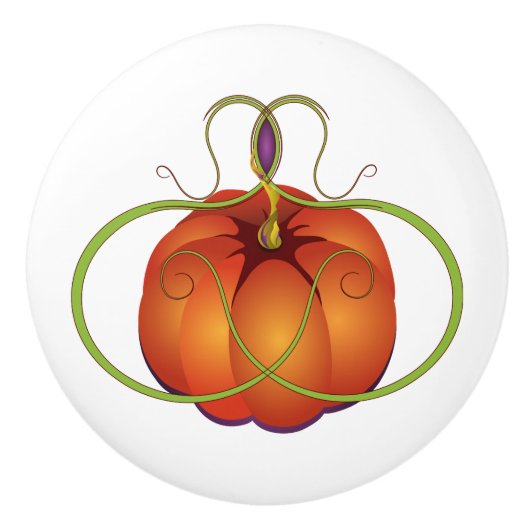Orange Curvy Pumpkin Autumn Pattern Keramikknauf (Vorderseite)