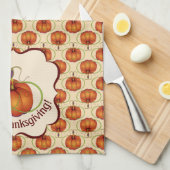 Orange Curvy Pumpkin Autumn Pattern Küchentuch (Viertel Falte)