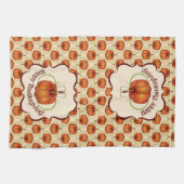 Orange Curvy Pumpkin Autumn Pattern Küchentuch (Horizontal)