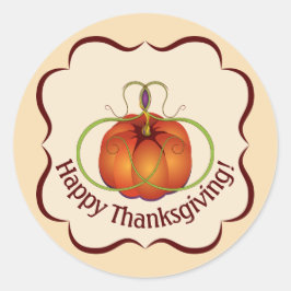 Orange Curvy Pumpkin Autumn Runder Aufkleber