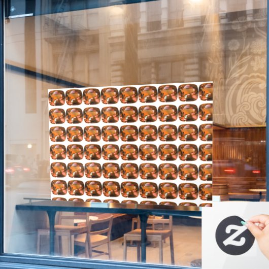 Orange Cushion-cut Pattern Fensteraufkleber (Café-Fenster)