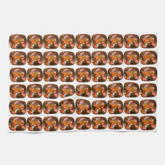 Orange Cushion-cut Pattern Geschirrtuch (Horizontal)