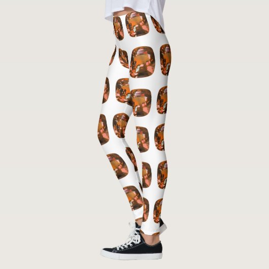 Orange Cushion-cut Pattern Leggings (Links)