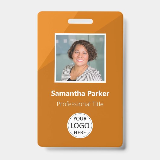 Orange Custom Employee - Foto-ID, Logo, Bar-Code Ausweis (Vorderseite)