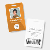 Orange Custom Employee - Foto-ID, Logo, Bar-Code Ausweis (Vorder- & Rückseite)