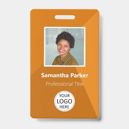 Orange Custom Employee - Foto-ID, Logo, Bar-Code Ausweis (Vorderseite)