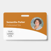 Orange Custom Employee Foto, Logo, Strichcode, Nam Ausweis (Vorderseite)