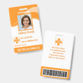 Orange custom Employee Security Id, Logo, Bar Code Ausweis (Vorder- & Rückseite)