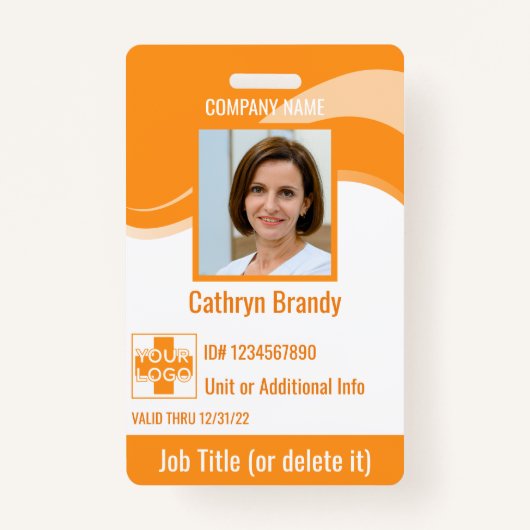 Orange custom Employee Security Id, Logo, Bar Code Ausweis (Vorderseite)