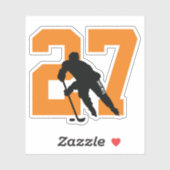 Orange Custom Hockey Player Nummer Laptop Sticker (Blatt)