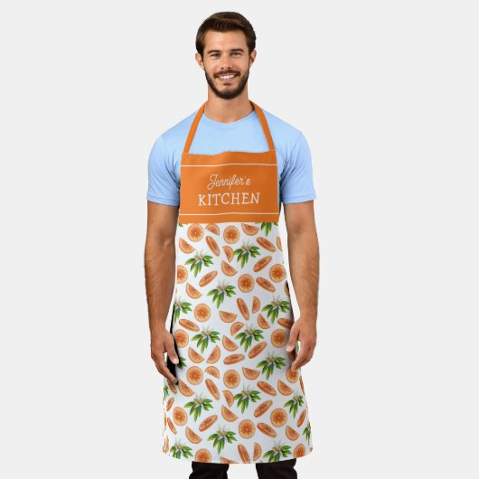 Orange Custom Kitchen Unisex, Fruit Unisex Schürze (Getragen)