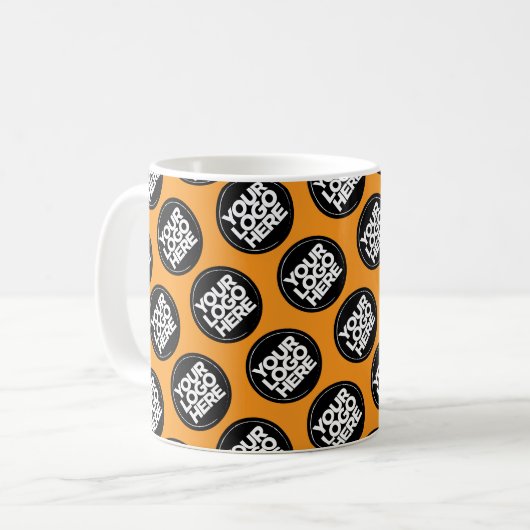 Orange Custom logo business pattern employee Kaffeetasse (Vorderseite Links)