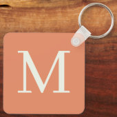 Orange Custom mit Monogramm Schlüsselanhänger (Rückseite)