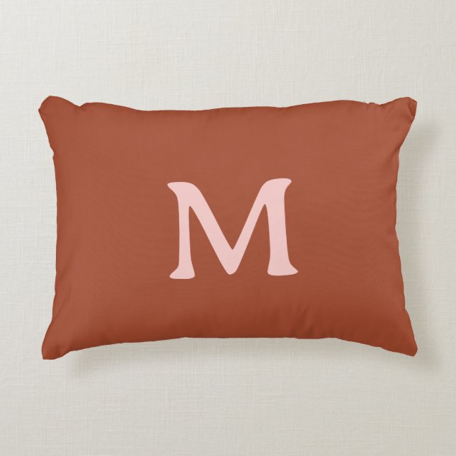 Orange Custom Monogram Burnt Dekokissen (Vorderseite)