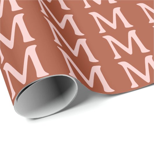 Orange Custom Monogram Burnt Geschenkpapier (Rolleneckpunkt)
