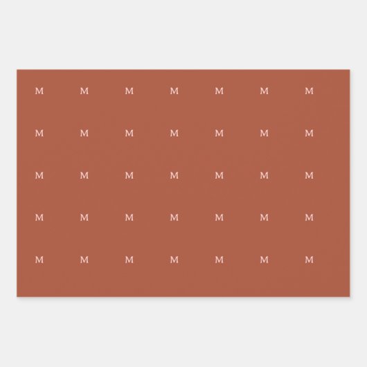 Orange Custom Monogram Burnt Geschenkpapier Set (Vorderseite 2)