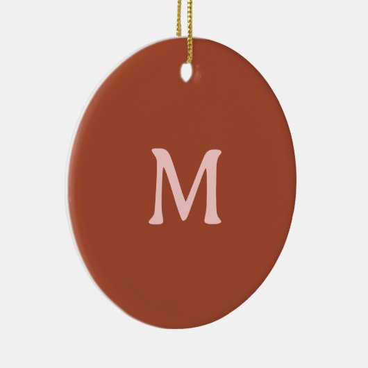 Orange Custom Monogram Burnt Keramik Ornament (Rechts)