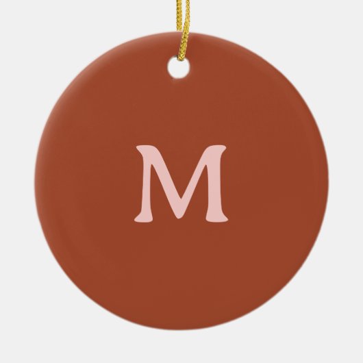 Orange Custom Monogram Burnt Keramik Ornament (Vorne)