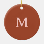 Orange Custom Monogram Burnt Keramik Ornament (Hinten)