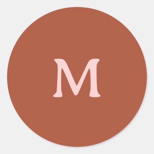 Orange Custom Monogram Burnt Runder Aufkleber (Vorderseite)