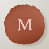 Orange Custom Monogram Burnt Rundes Kissen (Vorderseite)