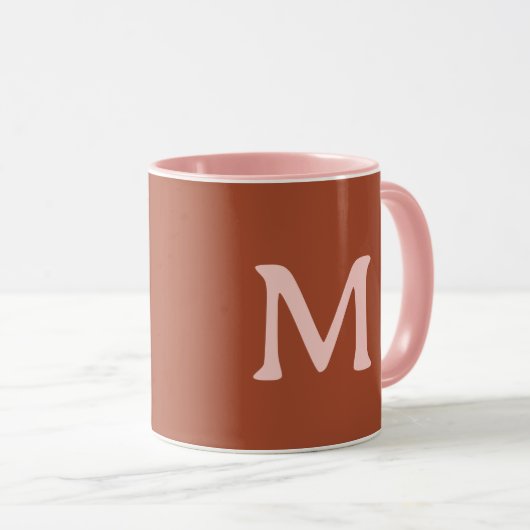 Orange Custom Monogram Burnt Tasse (VorderseiteRechts)