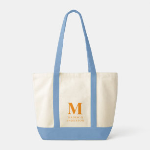 Orange Custom Monogram Name Tragetasche
