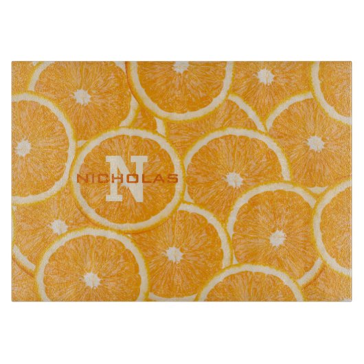 Orange Custom Monogramm Schneidebrett (Vorderseite)