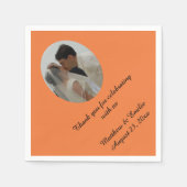 Orange Custom Personalisiert Wedding Foto Napkins Serviette (Vorderseite)