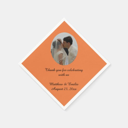 Orange Custom Personalisiert Wedding Foto Napkins Serviette (Ecke)