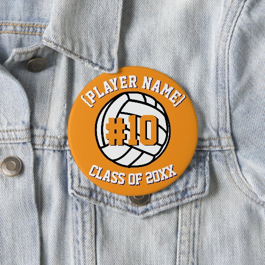 Orange Custom Volleyball Player and Class Button (Beispiel)