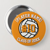 Orange Custom Volleyball Player and Class Button (Vorne & Hinten)