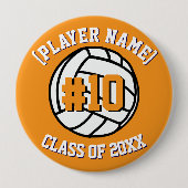 Orange Custom Volleyball Player and Class Button (Vorderseite)