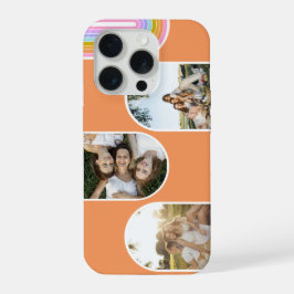 Orange Cute Modern 3 Photo Layout Custom iPhone 15 Pro Hülle