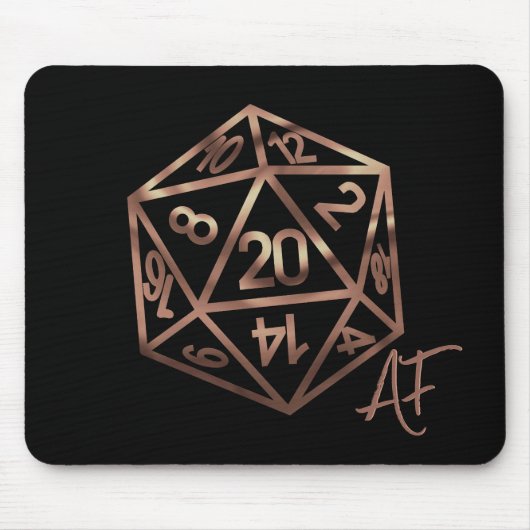 Orange D20 Crit AF | Roleplayer PnP Gamer Dice Mousepad (Vorne)