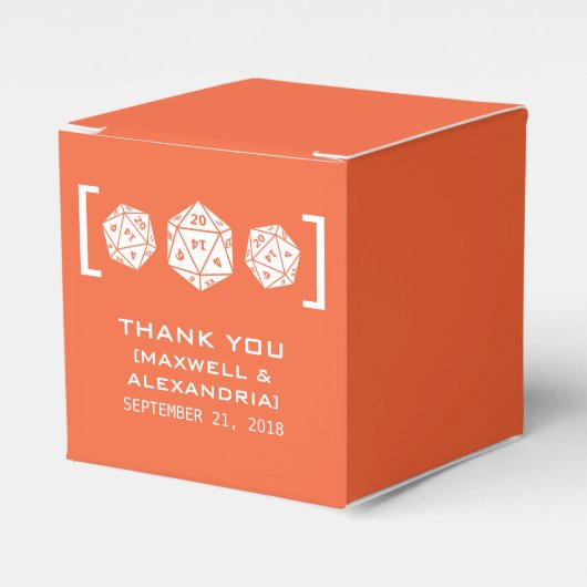 Orange D20 Dice Gamer Gefälligkeitsboxen Geschenkschachtel (Vorderseite)