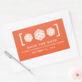 Orange D20 Dice Gamer Save the Date Stickers (Umschlag)