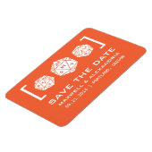 Orange D20 Dice Gamer Speichern Sie das Datumsfens Magnet (Linke Seite)