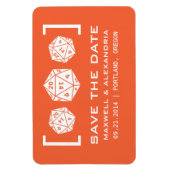 Orange D20 Dice Gamer Speichern Sie das Datumsfens Magnet (Vertikal)