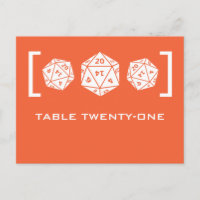 Orange D20 Dice Gamer Tischnummer Postcard