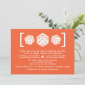 Orange D20 Dice Gamer Wedding Einladung (Stehend Vorderseite)