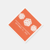 Orange D20 Dice Gamer Wedding Paper Napkins Serviette (Ecke)