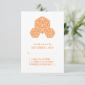 Orange D20 Dice Response Card RSVP Karte (Stehend Vorderseite)