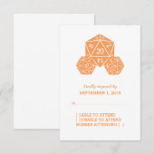 Orange D20 Dice Response Card RSVP Karte (Vorne/Hinten)