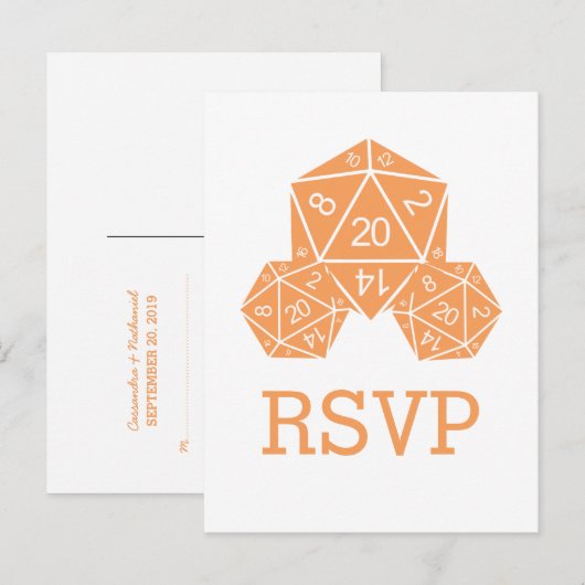 Orange D20 Dice Response Postkarte (Vorne/Hinten)